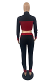 Casual Sporty Long Sleeve Round Neck Spliced Long Pants Sets TD5007