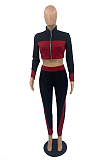 Casual Sporty Long Sleeve Round Neck Spliced Long Pants Sets TD5007