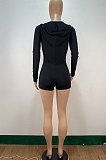 Womenswear Sexy Tight Yoga Long Sleeve Hooded Shorts Jumpsuits AMM8303
