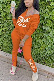 Sexy Letter Long Sleeve Hoodie Sweat Pants Sets TD5009