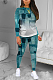 Casual Tie Dye Long Sleeve Round Neck Tee Top Long Pants Sets R6379