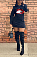 Casual Simplee Mouth Graphic Long Sleeve Hoodie Midi Dress TD5005