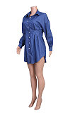 Casual Simplee Long Sleeve Lapel Neck Button Front Mini Dress JZH8006