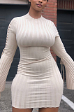Casual Cute Polyester Flare Long Sleeve Round Neck Eyelet Midi Dress CL6071