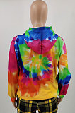 Womenswear Upset Tie Dye Whirlpool Colorful Fashion Loose Fleece Street Graffiti Set Head  Hoodie TopsLBA1126