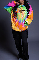 Womenswear Upset Tie Dye Whirlpool Colorful Fashion Loose Fleece Street Graffiti Set Head  Hoodie TopsLBA1126