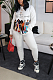 Casual Cartoon Graphic Long Sleeve Round Neck Warm Padded Hoodies Spliced Long Pants Sets CM810
