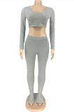 Sporty Polyester Long Sleeve V Neck Spliced Hollow Out Long Pants Sets DN8557