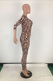 Night Out Sexy Leopard Long Sleeve Deep V Neck Bodycon Jumpsuit ZZS8310