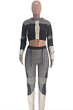 Casual Sporty Long Sleeve Round Neck Spliced Long Pants Sets ZZS8314