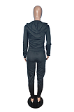 Casual Polyester Letter Long Sleeve Slant Pocket Hoodie Long Pants Sets SXS6007