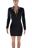 Casual Sexy Striped Long Sleeve Round Neck Mini Dress ZZS8322