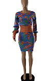 Fashion Printing Casual Two-Piece Skirts Sets SQ931
