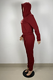 Sporty Polyester Letter Long Sleeve Spliced Hoodie Long Pants Sets LS6408