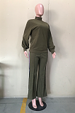 Casual Modest Long Sleeve High Neck Wide Leg Pants Sets OLY6025