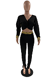 Casual Sporty Sexy Leopard Long Sleeve Spliced Long Pants Sets LM1068