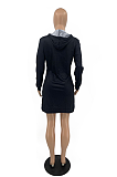 Casual Simplee Mouth Graphic Long Sleeve Hoodie Midi Dress TD5005