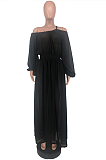 Casual Sexy Long Sleeve Off Shoulder Long Dress ZZS8358