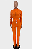 Casual Sporty Long Sleeve Round Neck Waist Tie Long Pants Sets CCN1834