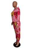 Casual Tie Dye Long Sleeve Hoodie Printed Smiley Face Long Pants Sets LBA1009