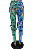 Plaid Zipper Hang Bags Pants Casual Long Pants HY5201
