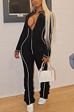 Casual Sporty Sexy Long Sleeve Round Neck Ruffle Bodycon Jumpsuit Q745