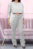 Fashion Casual Womenswear Ruffle Sport Heaps Of Pants Fleece Terry Have a Pocket Two-Piece MDF5192