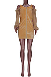 Fashion Sexy Off Shoulder Strapless Temperament Collect Waist Show Thin Package Buttocks Slip Dress MDF5193