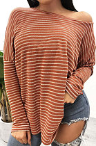 Womenswear Autumn Winter Stripe Long Sleeve Printing Jacket XQ1014