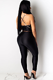 Sexy Sleeveless Round Neck Hollow Out Belted Bodycon Jumpsuit SH7156