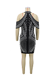 Sexy Polyester Sleeveless Off Shoulder Mid Waist A Line Dress Midi Dress CCY8823
