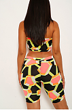 Casual Simplee Geometric Graphic Off Shoulder Bandeau Bra Shorts Sets SH7103