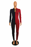 Sexy Simplee Long Sleeve Spliced Bodycon Jumpsuit SH7157