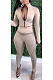Casual Sporty Polyester Long Sleeve Round Neck Zipper Long Pants Sets YR8062