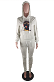 Casual Sporty Long Sleeve Shirred Detail Hoodie Long Pants Sets BLE2211