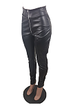 Casual Pu Leather Mid Waist Long Pants BLE2208