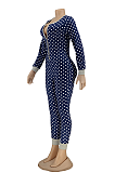 Casual Simplee Polka Dot Long Sleeve Round Neck Casual Jumpsuit AL139