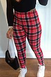 Casual Sexy Polyester Striped Plaid High Waist Capris Pants TD8003