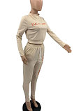 Casual Simplee Long Sleeve Round Neck Waist Tie Long Pants Sets TD5015