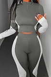 Casual Sporty Long Sleeve Round Neck Capris Pants Sets GL6323