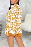 Sexy Pop Art Print Long Sleeve Mid Waist Mini Dress Shirt Dress SMR9894