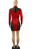 Sexy Fashion Autumn Winter Long Sleeve Spliced Dress SH7238