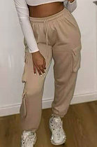 Womenswear Fashion Casual Three-Dimensional Pocket Mid Waist Loose Wide-Legged Pants SMY8068