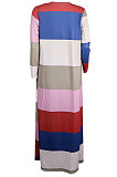 Sexy Rib Printing Color Matching Dress Add Long Coat QY5033