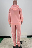 Womenswear Pure Color Brushed Fleece Hooded Casual Sport Two-Piece YSS8053
