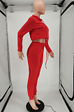Casual Polyester Long Sleeve Spliced Zipper Crop Top Hoodie Pants Sets SMY8061