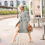Fashion Long Trench Pure Color Long Sleeve Suit Collar Falbala Coat YYZ527