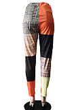 Casual Pants Printing Color Matching Plaid Long Pants WT9069