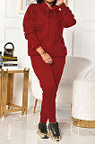 Autumn Winter Womenswear Pure Color Hooded Fleece Two-Piece XT8823