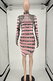 Fashion Womenswear Positioning Printing Irregular Hemline Dress NL6037